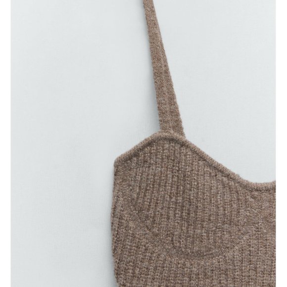 ZARA WOOL LIMITED EDITION BODYSUIT WITH SPACHETTI STRAPS - Picture 10 of 10